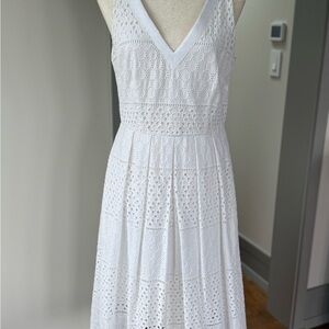 Eliza J White Eyelet Midi Dress